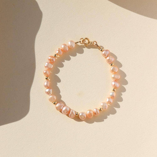 Pink Pearl Bracelet in 14k Gold Fill or Sterling Silver 