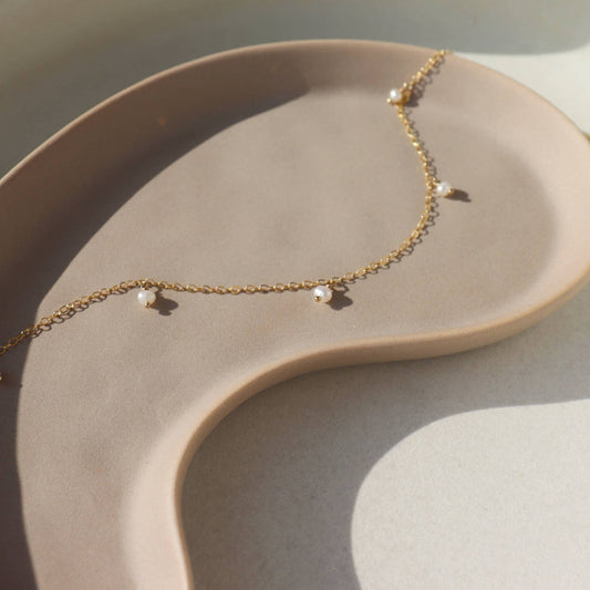 Delicate Pearl Necklace | 14k Gold fill or Sterling Silver