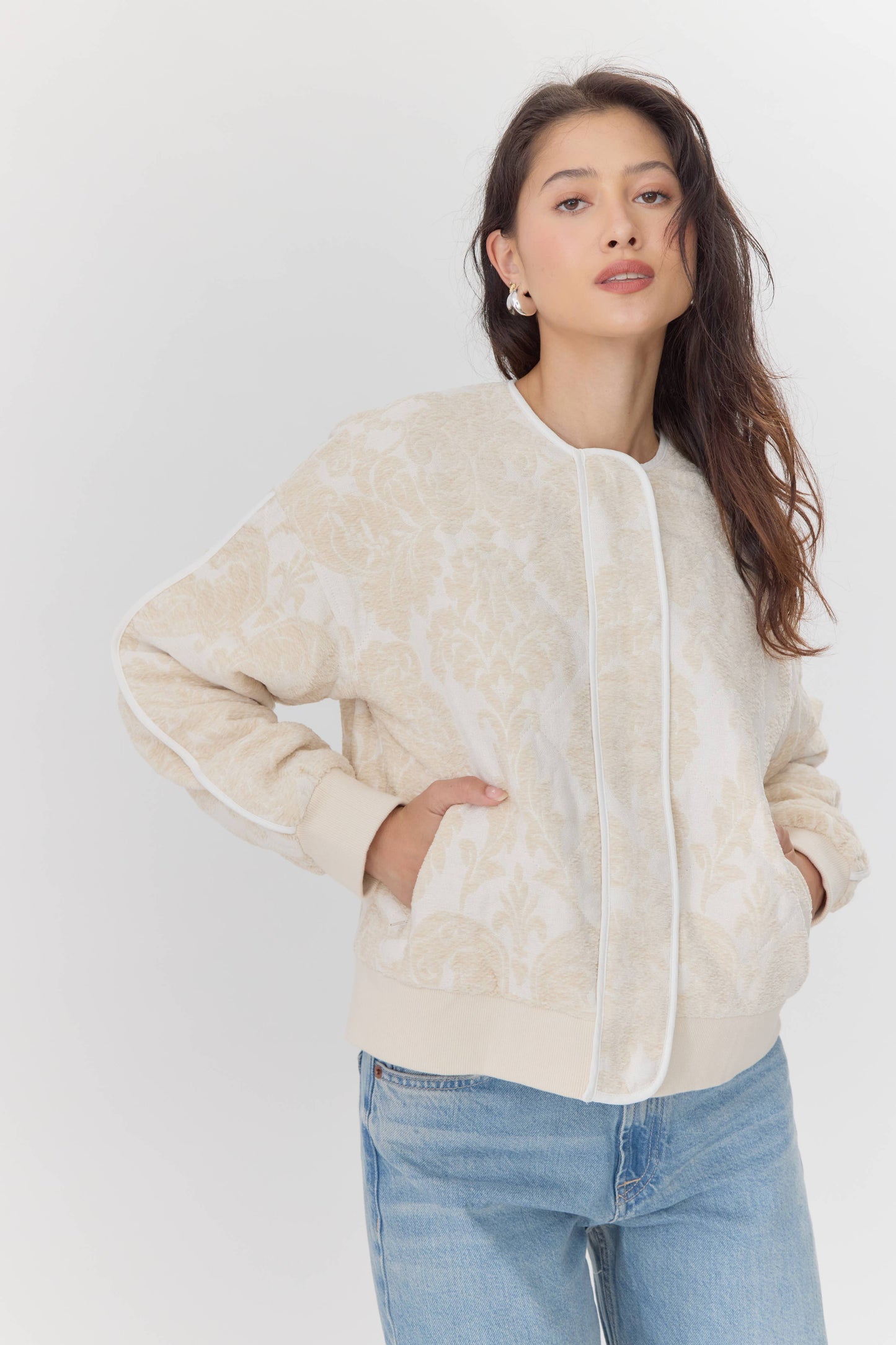 Micah Embroidered Quilted Bomber Jacket