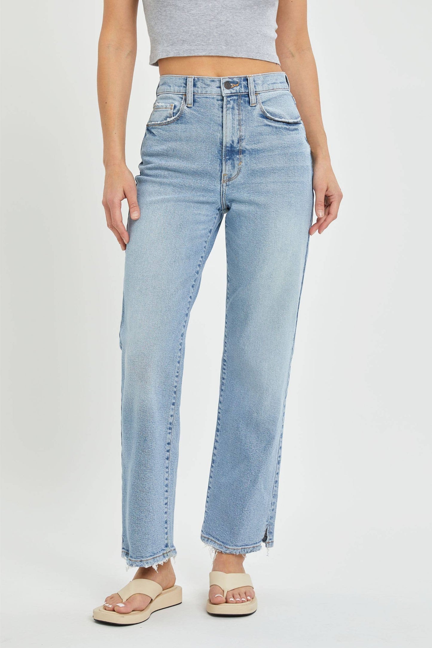 WV18789RS-LT Super High Rise Dad Jean with Mini Slit