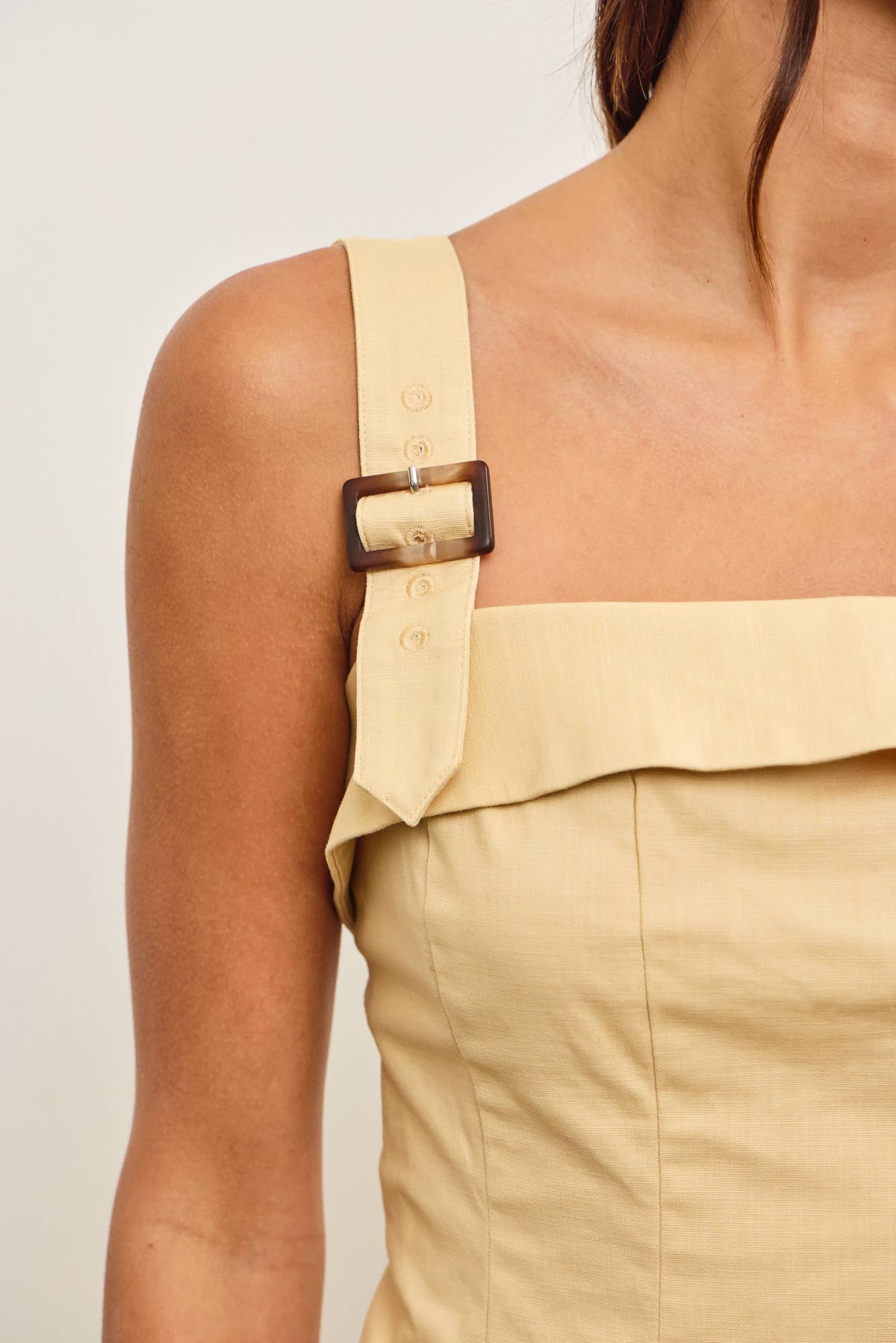 Linen Dress with Buckle Accent Straps