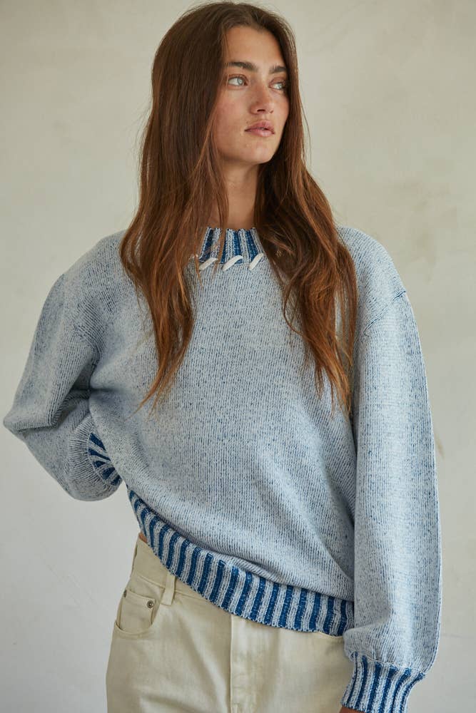 Knit Sweater Mock Neck Long Sleeve Pullover