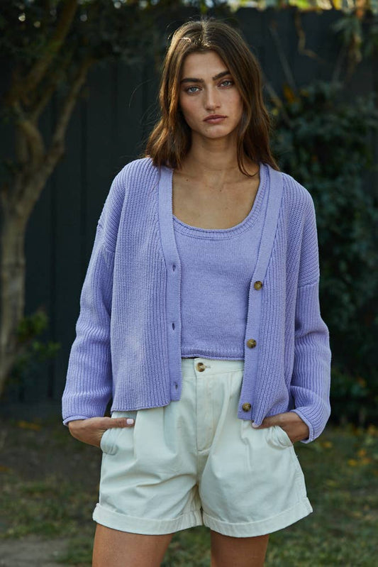 Knit Sweater V-Neck Long Sleeve Button Down Cardigan