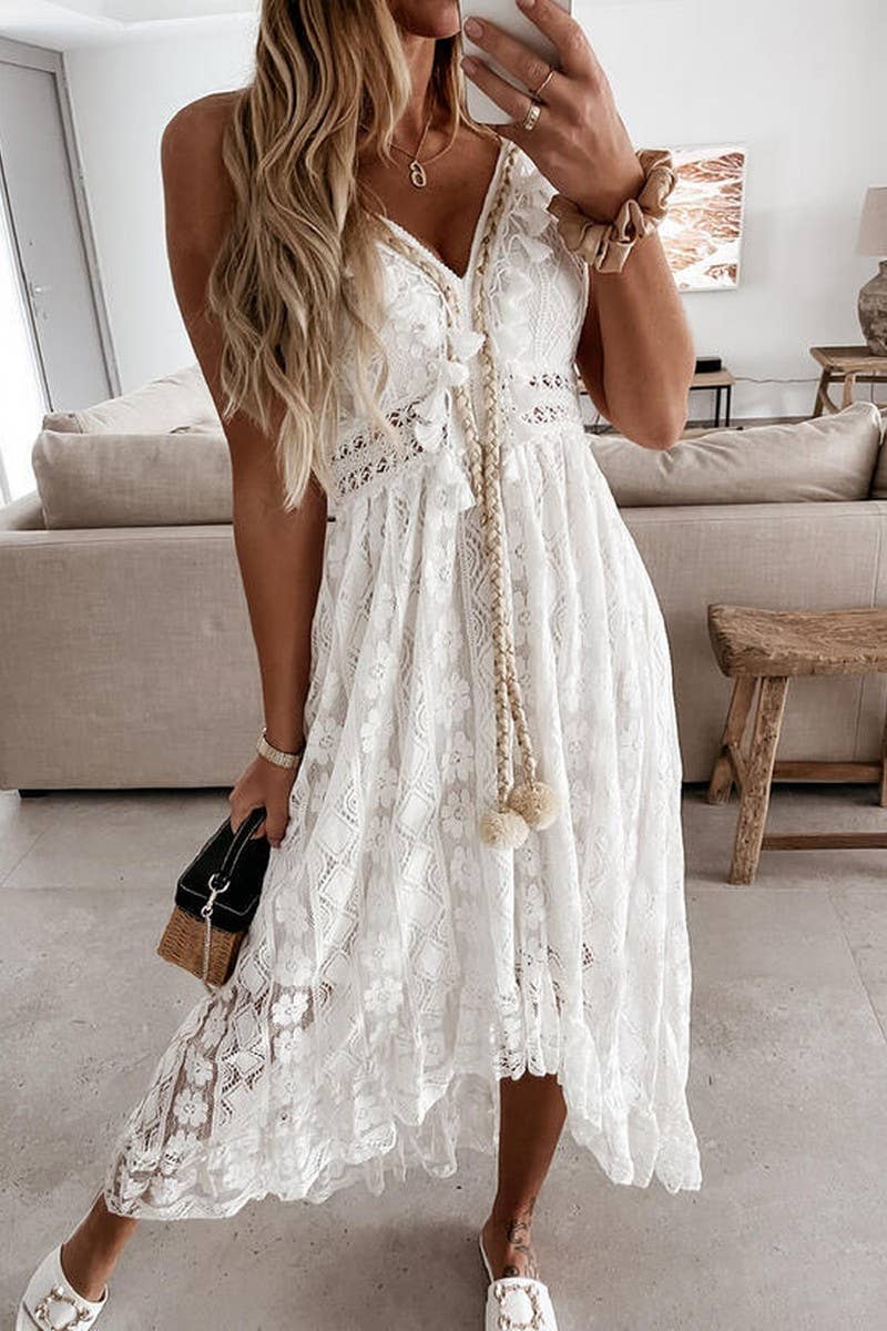 White lace maxi dress