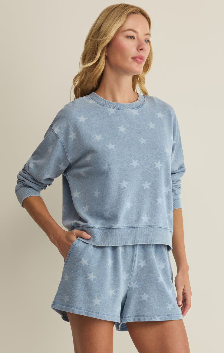 Written stars denim sweatshirt - Z supply