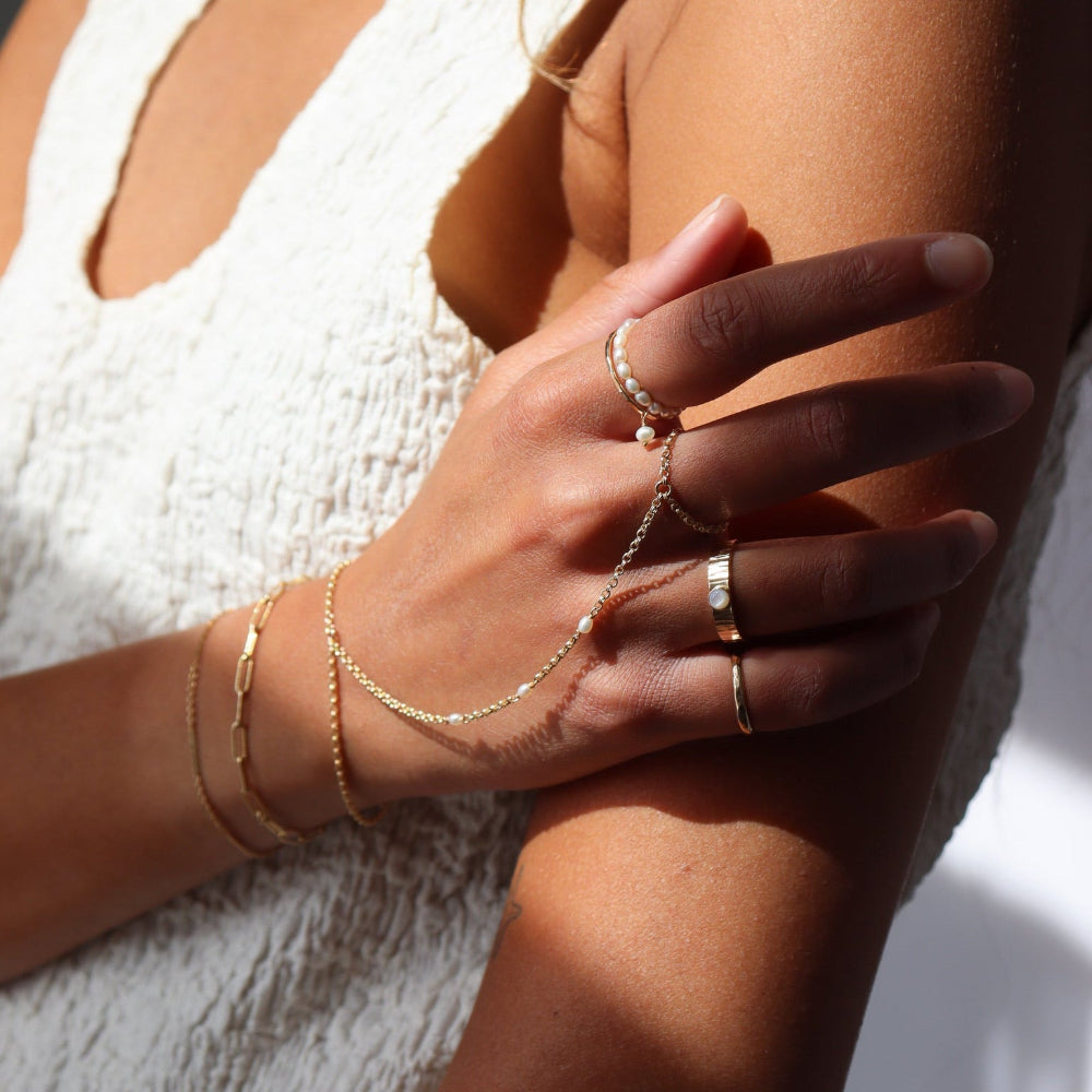 gemini hand chain with pearls