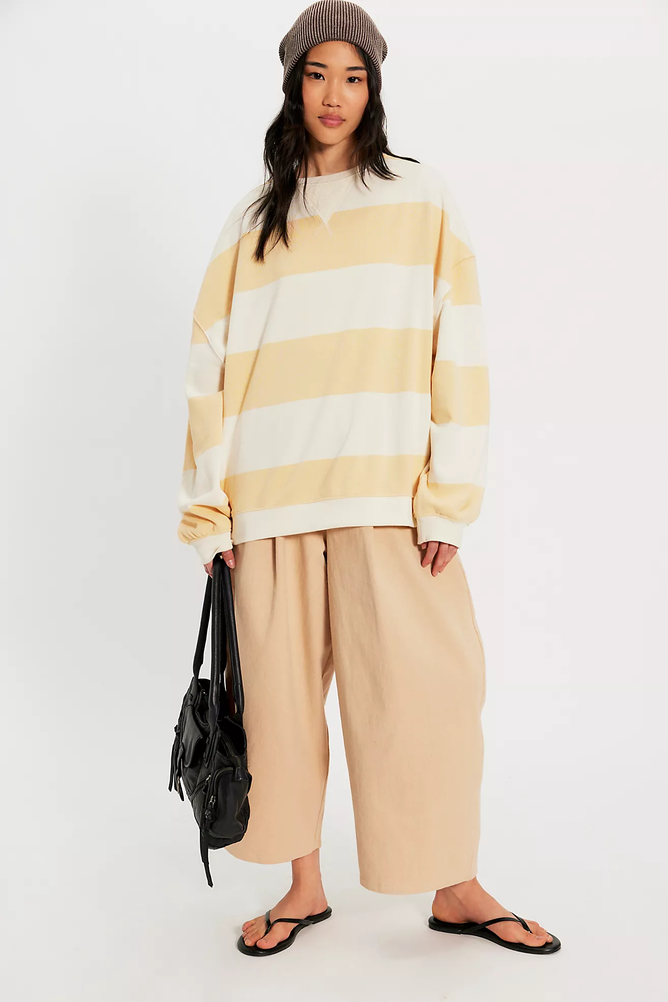 We The Free Classic Striped Oversized Crewneck - Free People