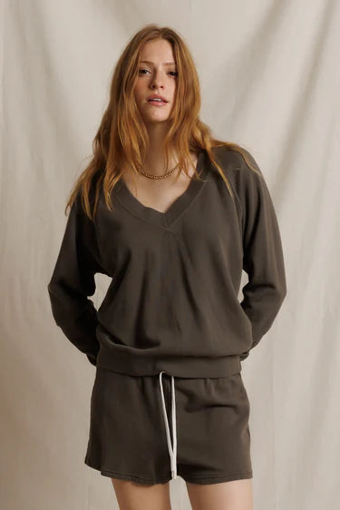 Perfect White Tee Sinead French Terry V Neck Sweatshirt