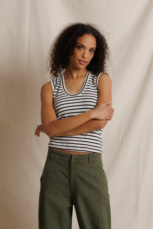 Perfect White Tee Tracy Stripe U Neck Tank Top