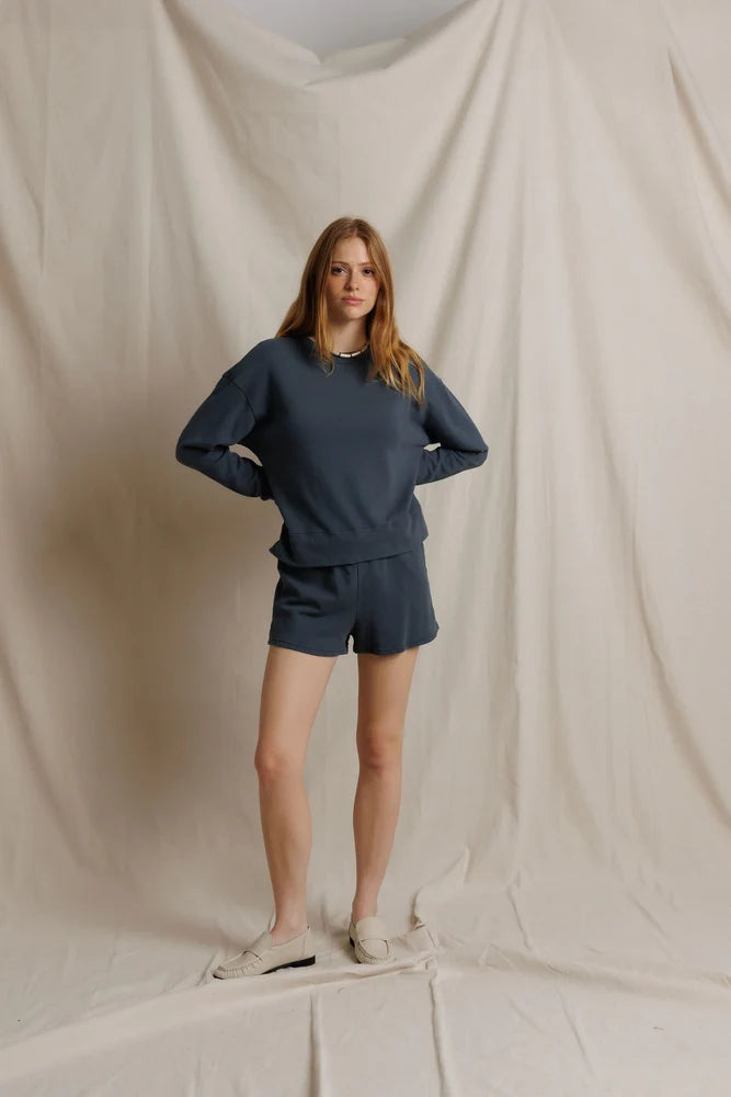 Layla | French Terry Sweat Shorts | Perfect White Tee