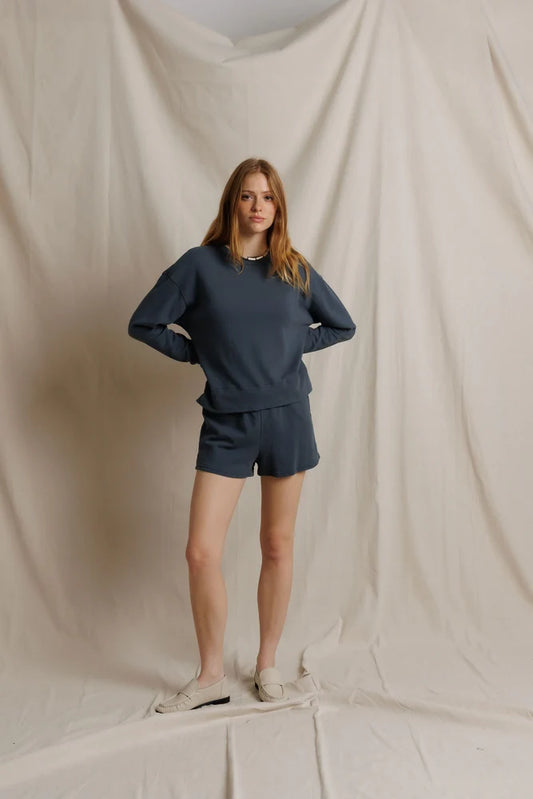 Layla | French Terry Sweat Shorts | Perfect White Tee